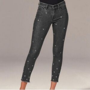 Abercrombie & Fitch Dark Gray Star-Embroidered Skinny Jeans